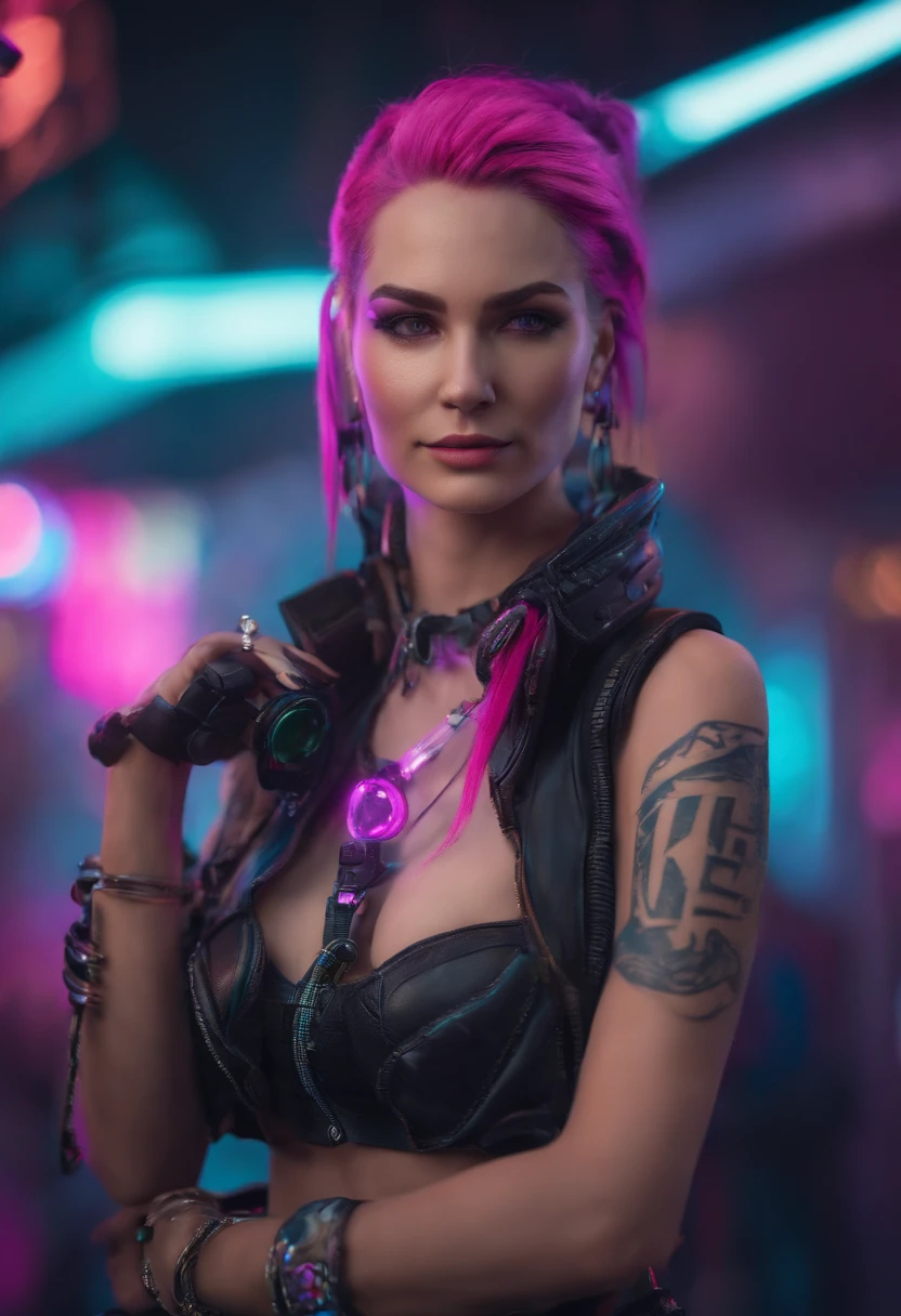 personagem jinx do jogo lol, cyberpunk 8k