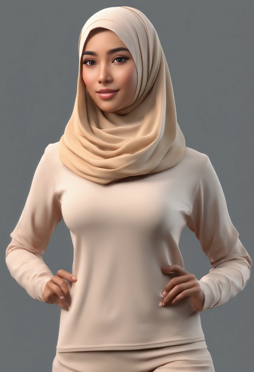 Malay girl. Wearing panties and hijab only. 8k resolution