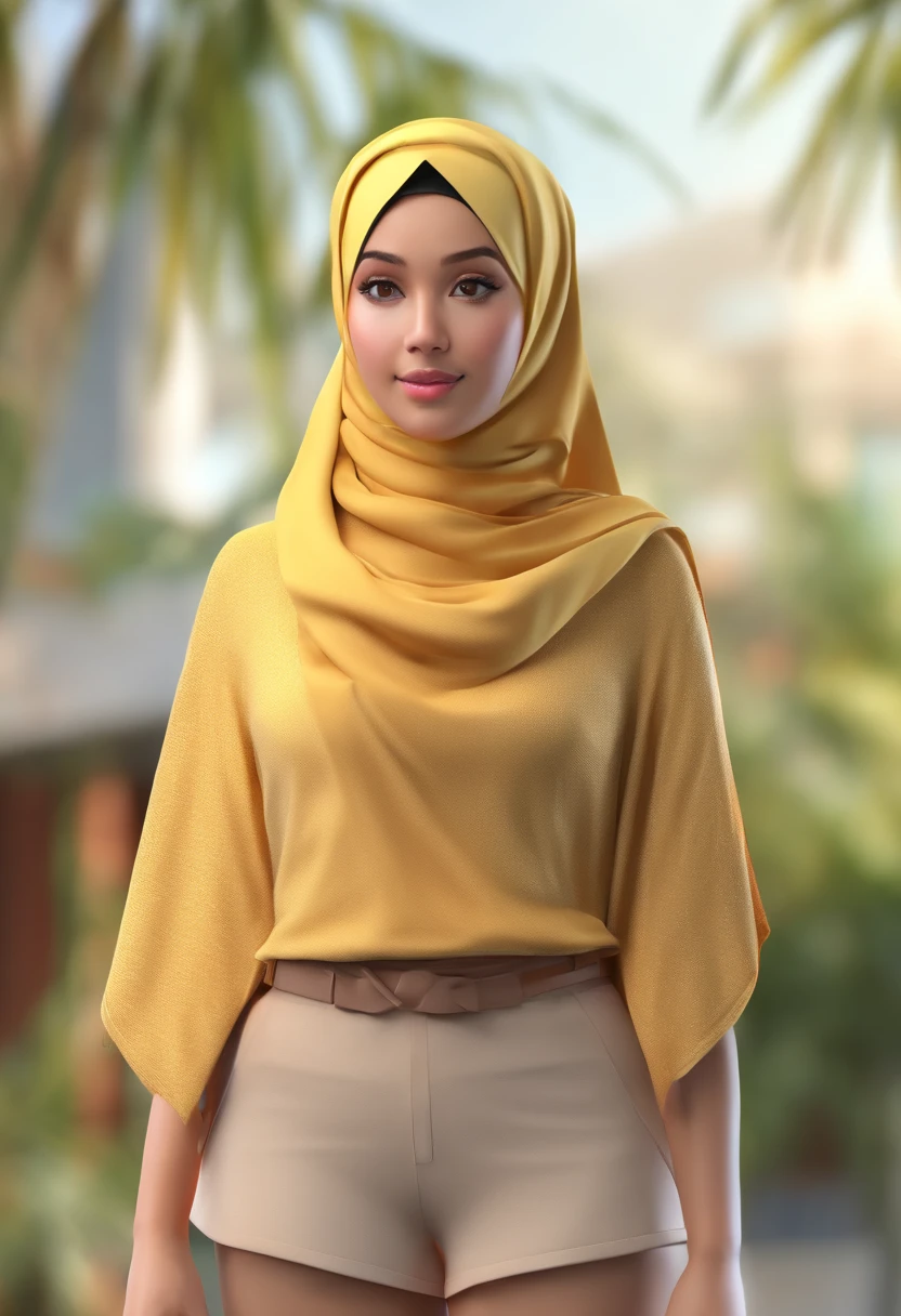 Malay girl. Wearing panties and hijab only. 8k resolution