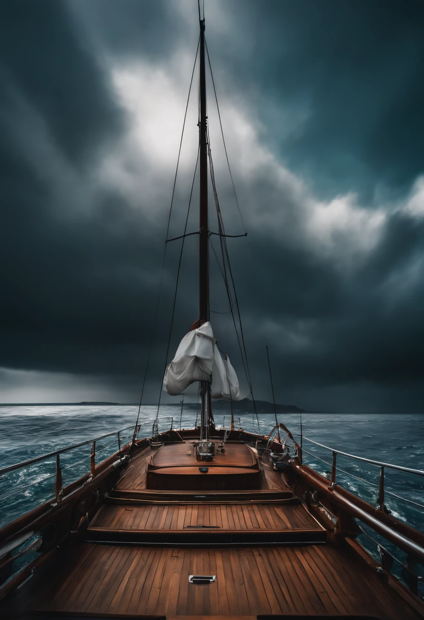 um navio no oceano com o vento soprando a favor, navegando calmamente