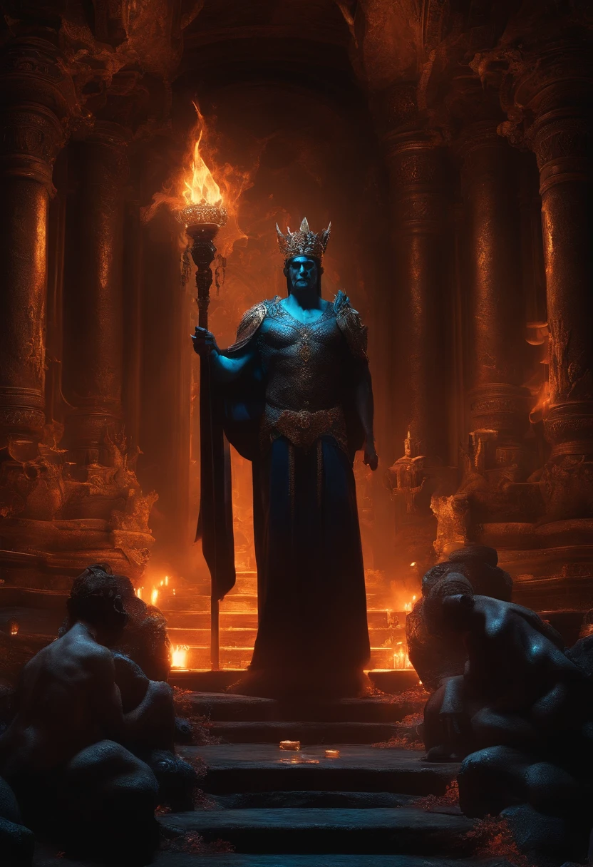 Hades in hin underword realm filled with treasures and diamonds