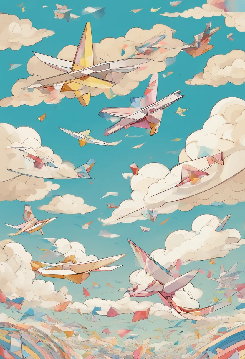 (best quality,4k,8k,highres,masterpiece:1.2),ultra-detailed,(realistic,photorealistic,photo-realistic:1.37),paper airplanes flying in the sky, paper airplanes made of colorful origami paper, paper airplanes gracefully soaring in the air, numerous paper airplanes floating and swirling in the sky, vibrant and eye-catching paper airplanes, dreamy and whimsical paper airplanes, a magnificent display of paper airplanes, a multitude of paper airplanes filling the sky, a playful and joyful atmosphere, an intricate and elegant design of the paper airplanes, a cloud of paper airplanes dancing in harmony, the delicate folds and the intricate patterns of the paper airplanes, the enchanting sight of paper airplanes scattering in all directions, the freedom and the lightness conveyed by the paper airplanes, the contrast between the bright blue sky and the colorful paper airplanes, the peaceful and serene ambiance, the sense of wonder and imagination evoked by the paper airplanes, the anticipation and excitement as the paper airplanes gracefully glide through the air, the intricate shadows casted by the paper airplanes, the bursts of laughter and delight as the paper airplanes fly by, the feeling of nostalgia and childhood memories associated with paper airplanes, a magical and enchanting scene that captivates the viewers, the simplicity and beauty of paper airplanes capturing the essence of flight, the joy and creativity expressed through the art of paper folding, the sense of adventure and exploration inspired by the paper airplanes, the elegance and grace of the paper airplanes capturing the imagination of all who witness them, the whimsical and fantastical nature of the paper airplanes, a burst of colors and patterns filling the sky, the sensation of weightlessness and freedom as the paper airplanes soar higher and higher, the sense of community and togetherness as people gather to watch the paper airplanes, the moment of awe and wonder when a paper airplane gracefully lands