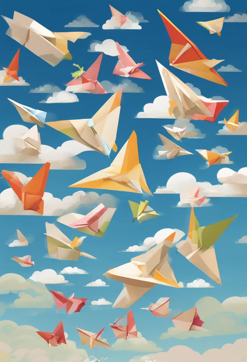(best quality,4k,8k,highres,masterpiece:1.2),ultra-detailed,(realistic,photorealistic,photo-realistic:1.37),paper airplanes flying in the sky, paper airplanes made of colorful origami paper, paper airplanes gracefully soaring in the air, numerous paper airplanes floating and swirling in the sky, vibrant and eye-catching paper airplanes, dreamy and whimsical paper airplanes, a magnificent display of paper airplanes, a multitude of paper airplanes filling the sky, a playful and joyful atmosphere, an intricate and elegant design of the paper airplanes, a cloud of paper airplanes dancing in harmony, the delicate folds and the intricate patterns of the paper airplanes, the enchanting sight of paper airplanes scattering in all directions, the freedom and the lightness conveyed by the paper airplanes, the contrast between the bright blue sky and the colorful paper airplanes, the peaceful and serene ambiance, the sense of wonder and imagination evoked by the paper airplanes, the anticipation and excitement as the paper airplanes gracefully glide through the air, the intricate shadows casted by the paper airplanes, the bursts of laughter and delight as the paper airplanes fly by, the feeling of nostalgia and childhood memories associated with paper airplanes, a magical and enchanting scene that captivates the viewers, the simplicity and beauty of paper airplanes capturing the essence of flight, the joy and creativity expressed through the art of paper folding, the sense of adventure and exploration inspired by the paper airplanes, the elegance and grace of the paper airplanes capturing the imagination of all who witness them, the whimsical and fantastical nature of the paper airplanes, a burst of colors and patterns filling the sky, the sensation of weightlessness and freedom as the paper airplanes soar higher and higher, the sense of community and togetherness as people gather to watch the paper airplanes, the moment of awe and wonder when a paper airplane gracefully lands