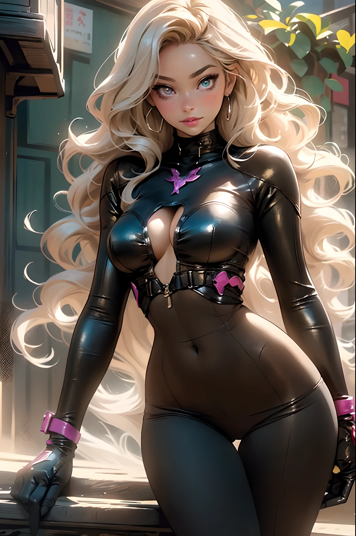 melancholy lighting, quiet, calm, brightness, masterpiece, best quality, 1girl, (JinxLol:1.2), (ultra photorealistic:1.3), (MASTERPIECE:1.4), best quality, ((realistic)), high quality, ultra detailed, ((Real image)), ((realistic skin)), ((realistic face)),(illustration:1.05), (beautiful:1.05), (beautiful detailed eyes:1.05), (cinematic light:1.1), Full body, precise proportions, 18-year-old girl, curvy model dressed in sexy leather showing curves standing around red room showing her BIG ROUND ASS, hair BLOND fluttering in the wind, tulle, long legs, feet slightly open, buttocks, blush, shyness, collarbone, abdominals, double weave, beautiful and delicate face, fair skin, real skin, (face detail), pores, super high resolution, 8k, parameters Best quality, masterpiece, super high resolution, (Realistic 2.0), More details, detailed skin, sexy leather outfit showing curves, wide smile, white teeth, curly hair BLOND voluminous, PERFECT WELL DESIGNED EVEN eyes, girlfriend, beautiful, beautiful, flowers, studio lighting.