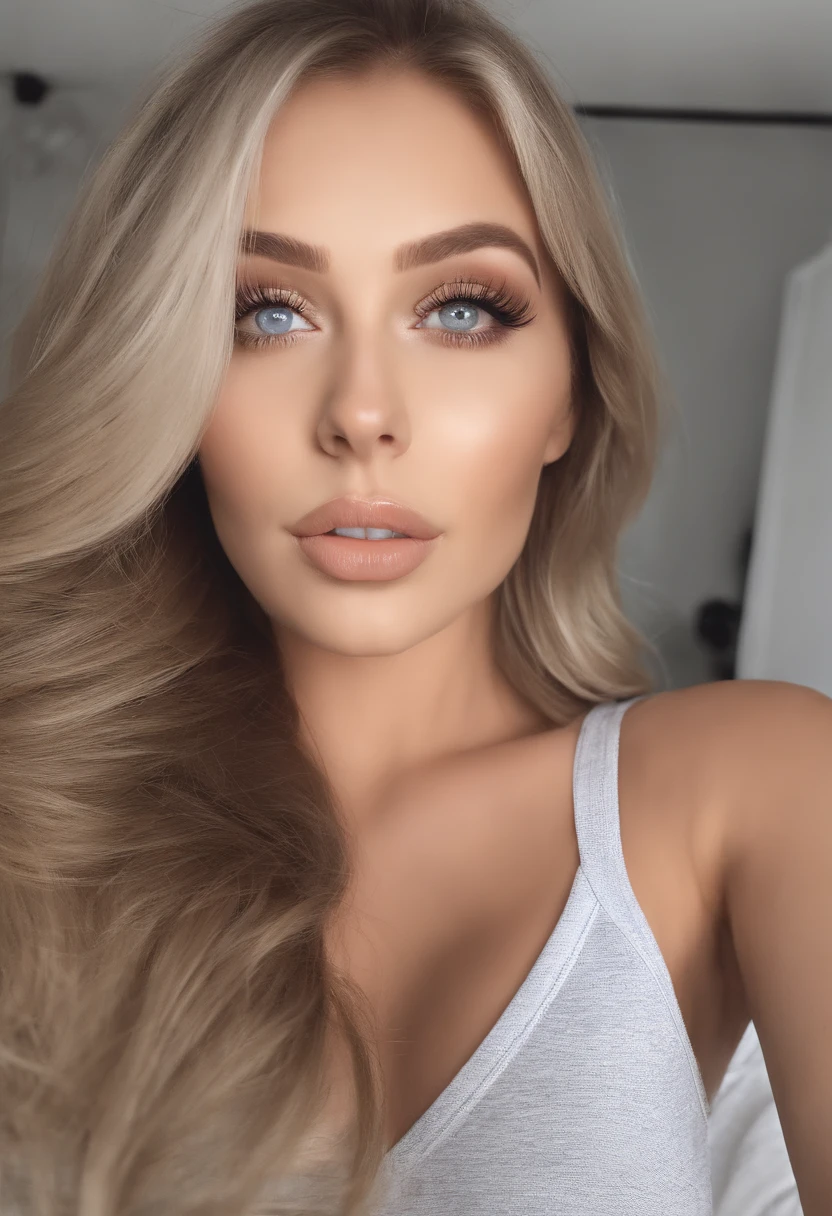 Arafed Mujer totalmente , Chica sexy con ojos azules, ultra realista, meticulosamente detallado, Retrato Sophie Mudd, cabello rubio y ojos grandes, selfie de una mujer joven, Ojos del dormitorio, Violeta Myers, sin maquillaje, Maquillaje natural, staring directly into camera, cara con artgram, maquillaje sutil, Impresionante foto de cuerpo completo , en el club, Medium to large size bust
