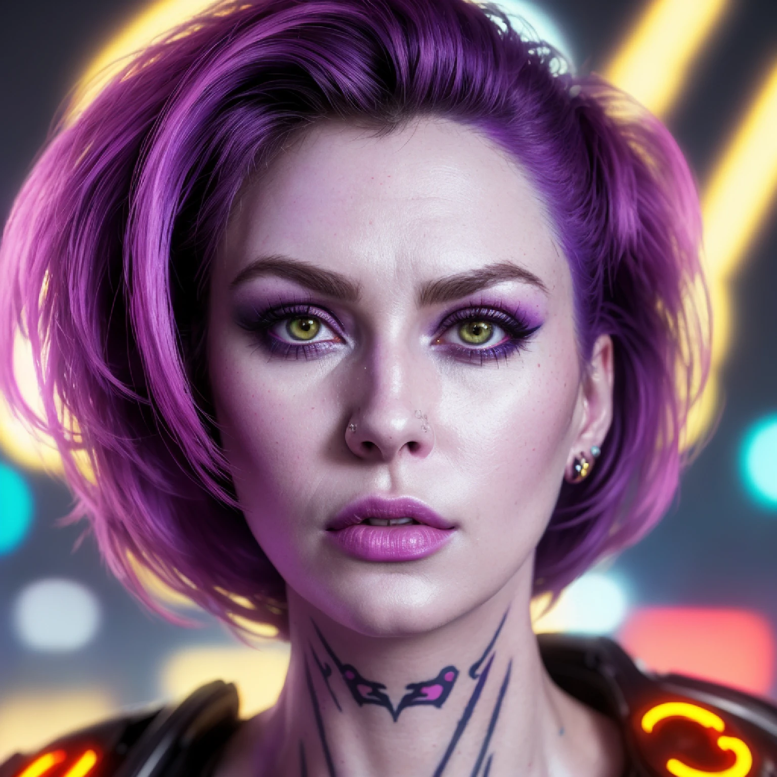 closeup portrait of beautiful (80s cyberpunk:1.1) woman (ErinNobodySD15) lips pressed (serious:1) look (bright side light rim light:1.1) deep dark shadows dramatic camera angle high contrast color grading (masterpiece:1.3) (photorealistic:1.3) (bokeh:1.4) (best quality) (detailed skin:1.5) (intricate details) (32k) (HDR) (cinematic lighting) (sharp focus) (80sDarkFantasySD15b:1.2)