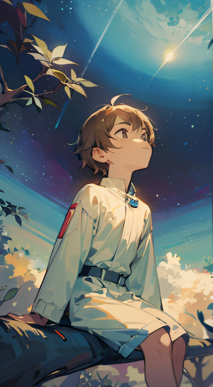 Illustrate the child daydreaming with a thought bubble showing aspirations of becoming an astronaut.