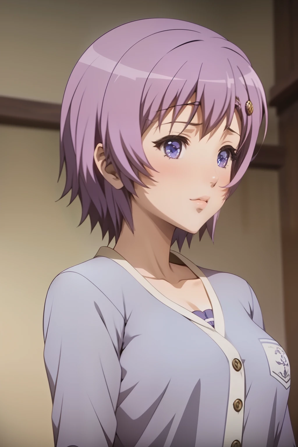 Anna_Ichinose, Short hair, light-purple hair, blue eyse, Anna_Ichinose's clothes,