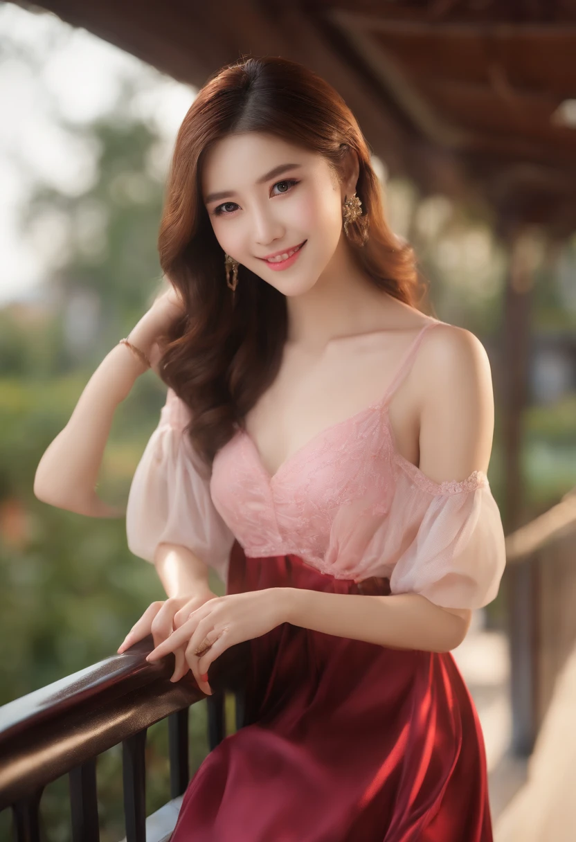 full body "(best quality,highres),(realistic),(studio lighting),(portrait),(16-year-old) cute girl,(reporter),(professional),(vivid colors),(detailed eyes, lips),(studio-type),(journalist),(microphone),(professional attire),(confident smile),(dynamic pose),(neutral background),(bright, energetic atmosphere)"16 years cute reporter (high quality,4k,8k,highres,masterpiece:1.2),beautiful detailed eyes,beautiful detailed lips,long hair,uniform, (((16 years old girls))),girl with long hair in casual dress sitting on a studio , gesture,Mare hair,professional,vibrant colors,soft lighting,subtle shadows,messy bun, Mare hair light breeze,stunning graceful posture,confident expressions,expressive eyes,curvy eyelashes,subtle blushing,sparkling highlights,sharp details,soft skin,precise shading,luminous atmosphere,dynamic composition,sublime artwork, small round eyes, Chinese teen, glossy pink lips, alluring cute smile, k pop looks, full body complete ???????, 8k, masterpiece, RAW photo, best quality, photorealistic, extremely detailed CG unity 8k wallpaper, Depth of field, Cinematic Light, Lens Flare, Ray tracing, (extremely beautiful face, beautiful lips, beautiful eyes), intricate detail face, ((ultra detailed skin)) 1girl, in the dark, deep shadow, pretty Asian girl, idol,(very slim slender fit-muscled body:1.3), ((looking at viewer)),(big smile:1.3), (cityscape, blurry background), (dim lights, rooftops, veranda), pretty girl, earrings, bracelets, necklace, clear eyes, walking , front shot, (pale skin), face forward, (big eyes), ((full body shot)), ((black silk Laced)), ((see-through red color sleep gown:1.3)), (brown hairs) (looking at viewer:1.3), (laced panty), open breast, medium breasts, have a sheen , (See through, pink sleeping gown :1.3), veranda