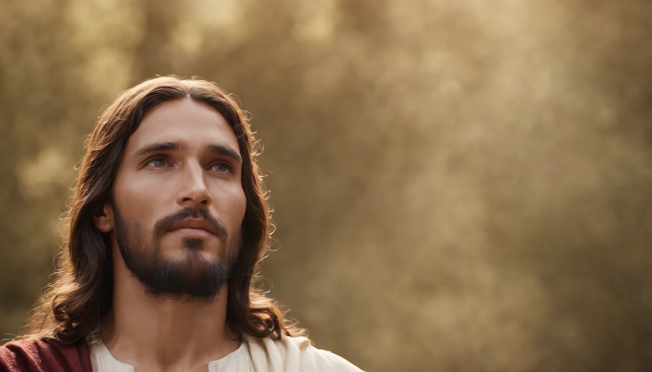 JESUS OLHANDO para a tela, roupas compridas, Religion, Ultra foto realsisim