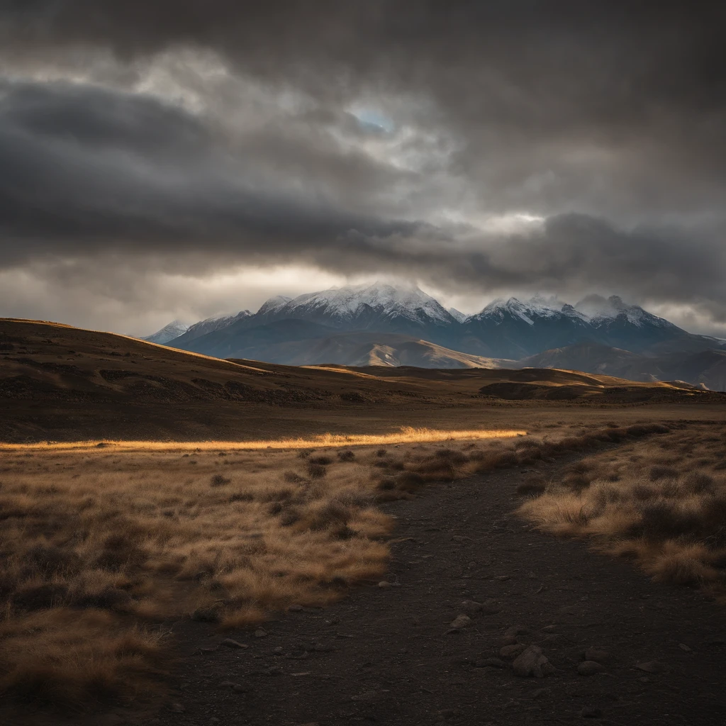 Andean mountainous landscape, A panoramic view of Monstañas de los Andes. a lo lejos el horizonte. Lights and shadows are reflected in the mountains.