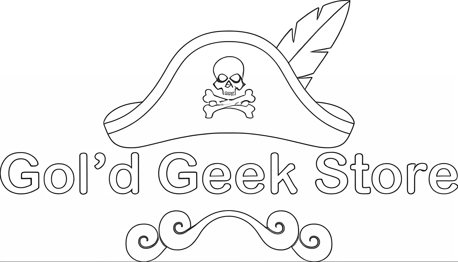 por favor, Give me 5 examples of prompt to create monochrome logos of a card and game store inspired by Gol'd Roger, rei dos piratas do anime one piece, where the store name is Gold Geek Store.