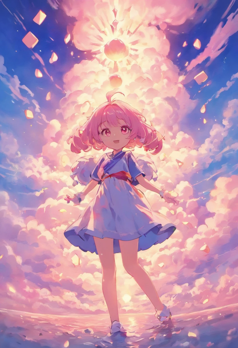 Um coelho fofo,extremamente fofo,Colorful sky as background,Clouds of colorful marshmallows as decoration,Qualidade de imagem HD definitiva