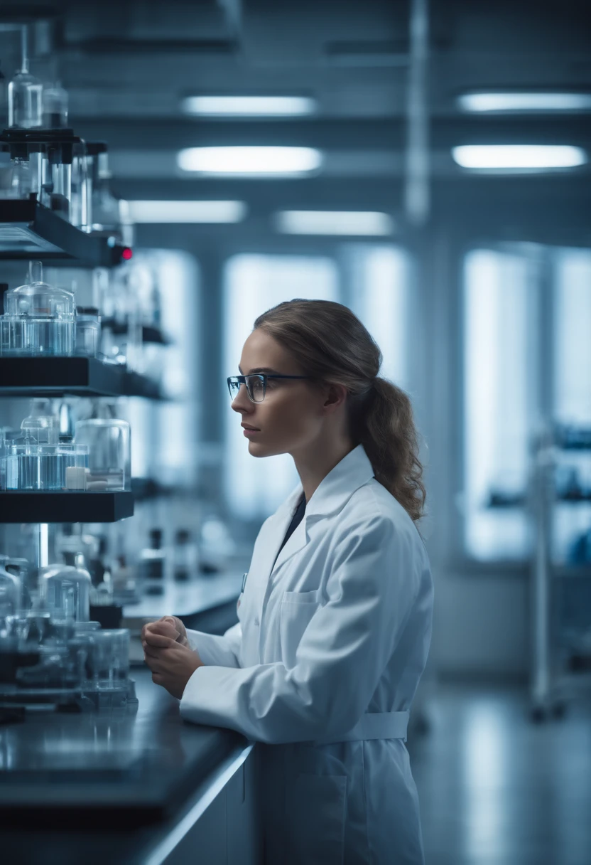 Young scientist in futuristic laboratory, biotecnologia, ator branden williams jovem