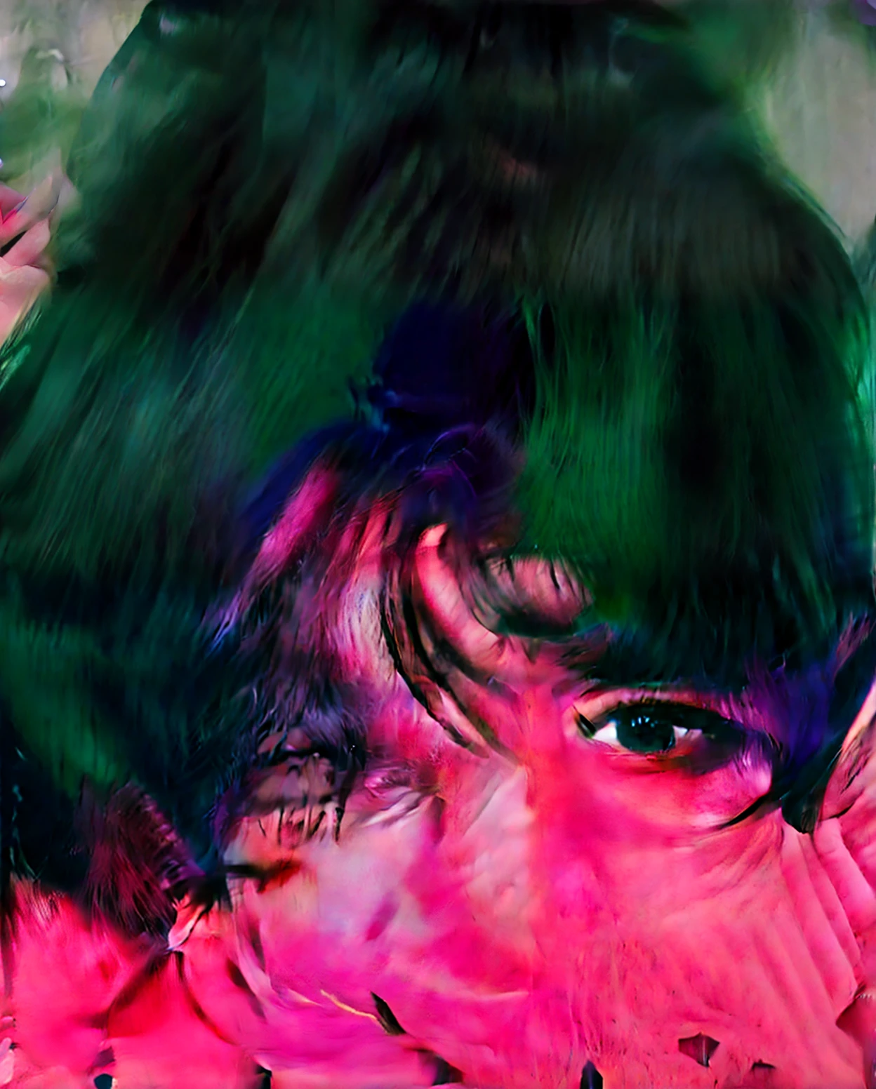 um close up de uma pessoa com cabelo preto e gravata, franja encaracolado, cabelo encaracolado preto, com olhos assombrados e cabelos cacheados, cabelos negros cacheados, com cabelos pretos, cabelos cacheados, (cabelos cacheados escuros e curtos), cachos por cima, messy curly hair, cabelos cacheados e curtos, cabelos escuros cacheados, cabelos pretos e olhos grandes, curly hair , qualidade alta, cor viva cachos definidos (cachos definidos) castanho , olhos castanhos (cor do olho castanho)