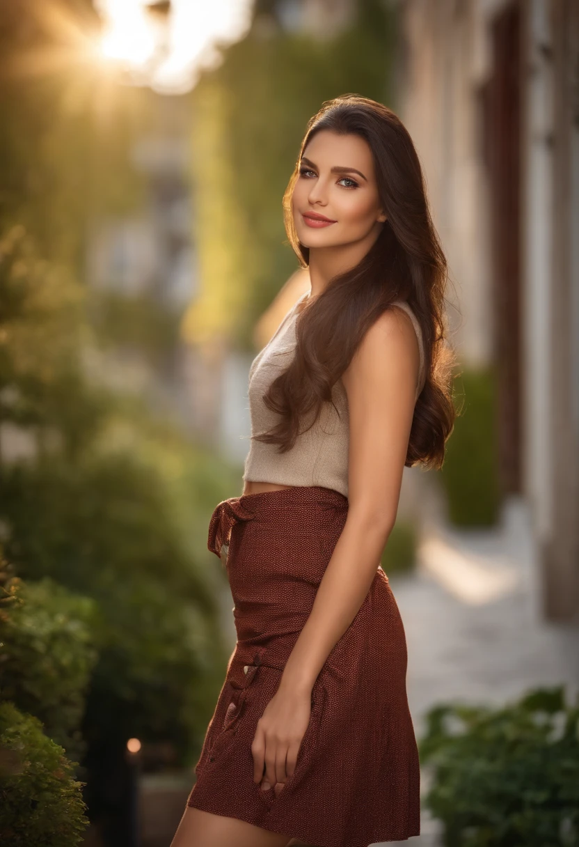 sharp focus: 1.2), photo (full body) (American flat), attractive 25-year-old, reading menu, Walking down the small alleys of european towns, (beautiful face: 1.1), detailed light brown eyes, delicious lips, (eye makeup: 0.85), (medium breasts: 1.0), (firm body: 1.2), (soft long black hair: 1.2), (long bangs:1.1),wearing (miniskirt) plaid miniskirt, (oversize sweater), (moderate lighting: 1.2), depth of field, bokeh, 4K, HDR. Miss Universe, cover photo. ((skin with small spots and wrinkles), , (moody lighting: 1.2), no background blur, bokeh, 4K, HDR