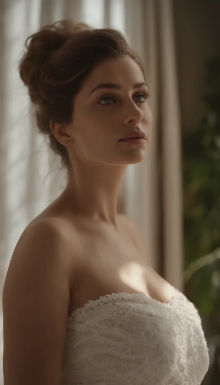 (best quality,4k,8k,highres,masterpiece:1.2),ultra-detailed,(realistic,photorealistic,photo-realistic:1.37),Nudist female,(perfect anatomy:1.1),beautiful,detailed eyes,detailed lips,(extremely detailed eyes and face:1.1),long eyelashes,abs,natural white woman,50mm,kodak portra 400,Natural Light,water on skin,skincare,natural skin,real skin texture,ample bosom,full body view, no wear, no dress, no underwear