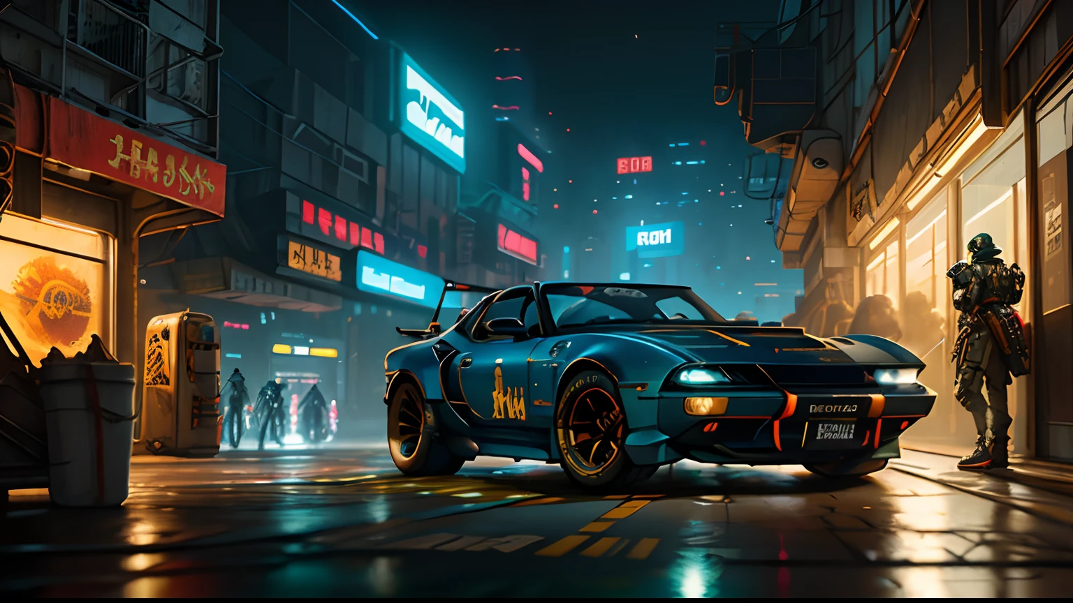 Antecedentes cyberpunk 2077,city, mejor calidad, obra-prima, ultrahigh resolution, realistic photograph, photorealistic, ,best quality,masterpiece,highly detailed,ultra-detailed,a futuristic sports car in a cyberpunk city. 4k 3d render unreal engine 5 rendered with blender and octane global illumination from photorealistic hyper realism concept art by greg rutkowski loish rhads ferdinand knab makoto shinkai tian zi trending on cgsociety