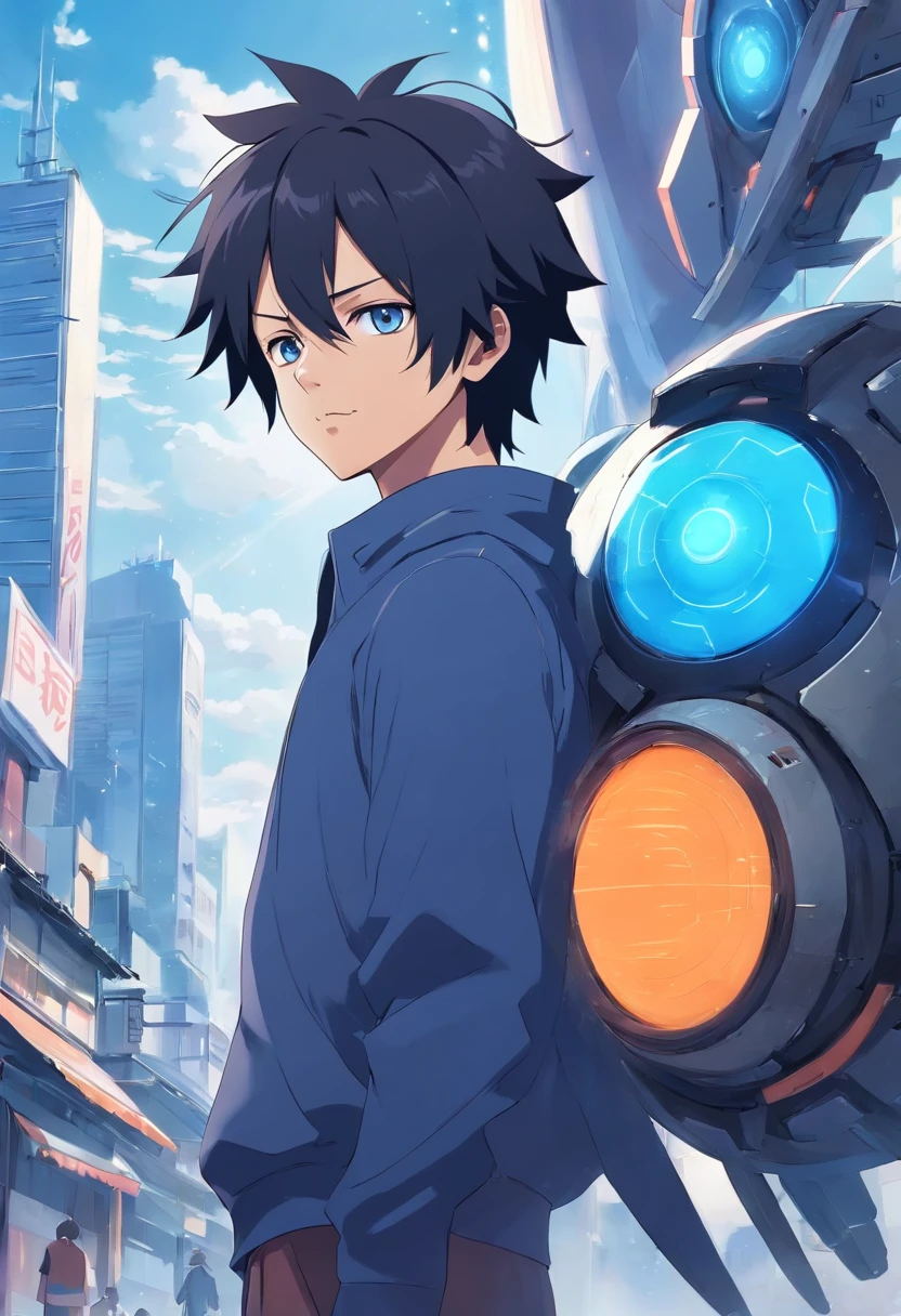 sasuke uchiha, 14 anos, casaco, mecha de cabelo branco, olhos pretos