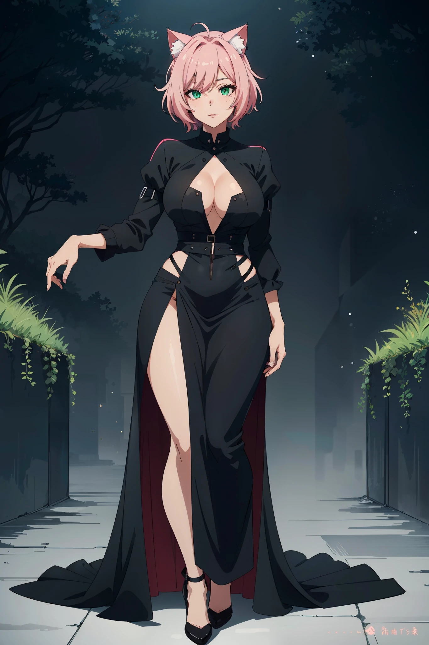 ((mature adult tall woman, mature_face)), (glowing green eyes), aqua cat ears, (super narrow waist), gradient (pink hair), large breasts, large areolae, (oily skin) ,              


a woman in a black dress and tight stockings posing for a picture, female in dress, anime woman wearing a black dress, seductive anime mature woman, cute mature anime waifu in a nice dress, 8k high quality detailed art, anime moe artstyle, !!full body portrait!!
a woman in a black dress and tight stockings posing for a picture, a character portrait by Kamagurka, pixiv, woman in dress, anime girl wearing a black dress, seductive anime girl, cute mature anime waifu in a nice dress, 8k high quality detailed art, solo