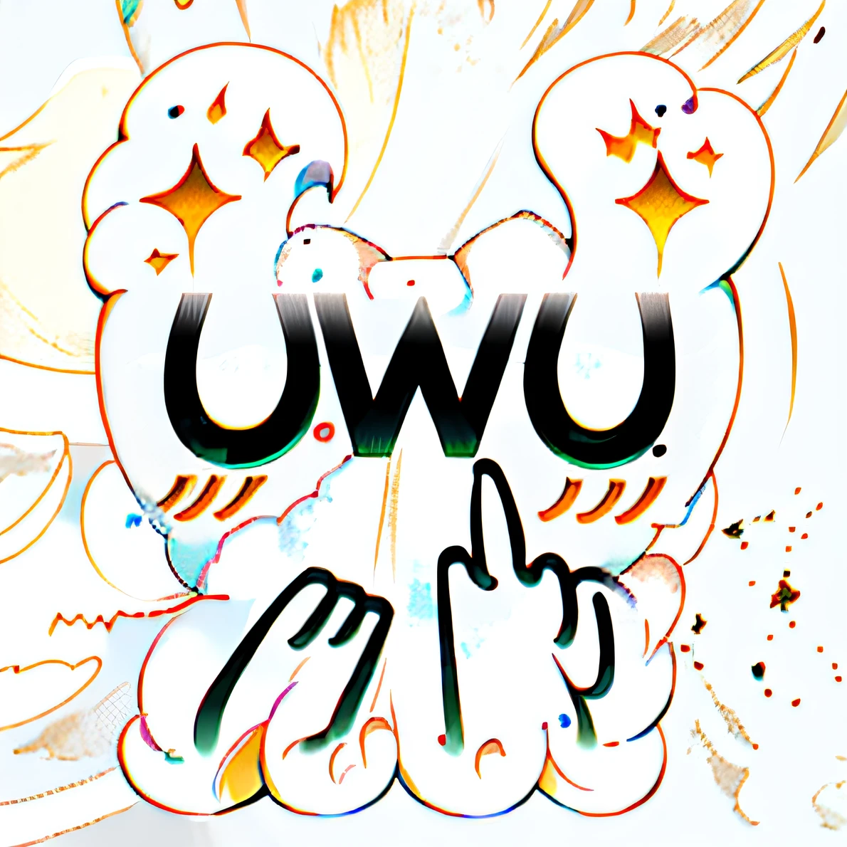 (best quality,ultra-detalhado),urso branco bonito com pele macia e uma gravata, em uma paleta de cores pastel sonhadora, escudo, coat of arms, illustration, nuvem fofa, Urso Uwu, "UWU" Escrito, japones, asiatico, escrito UWU