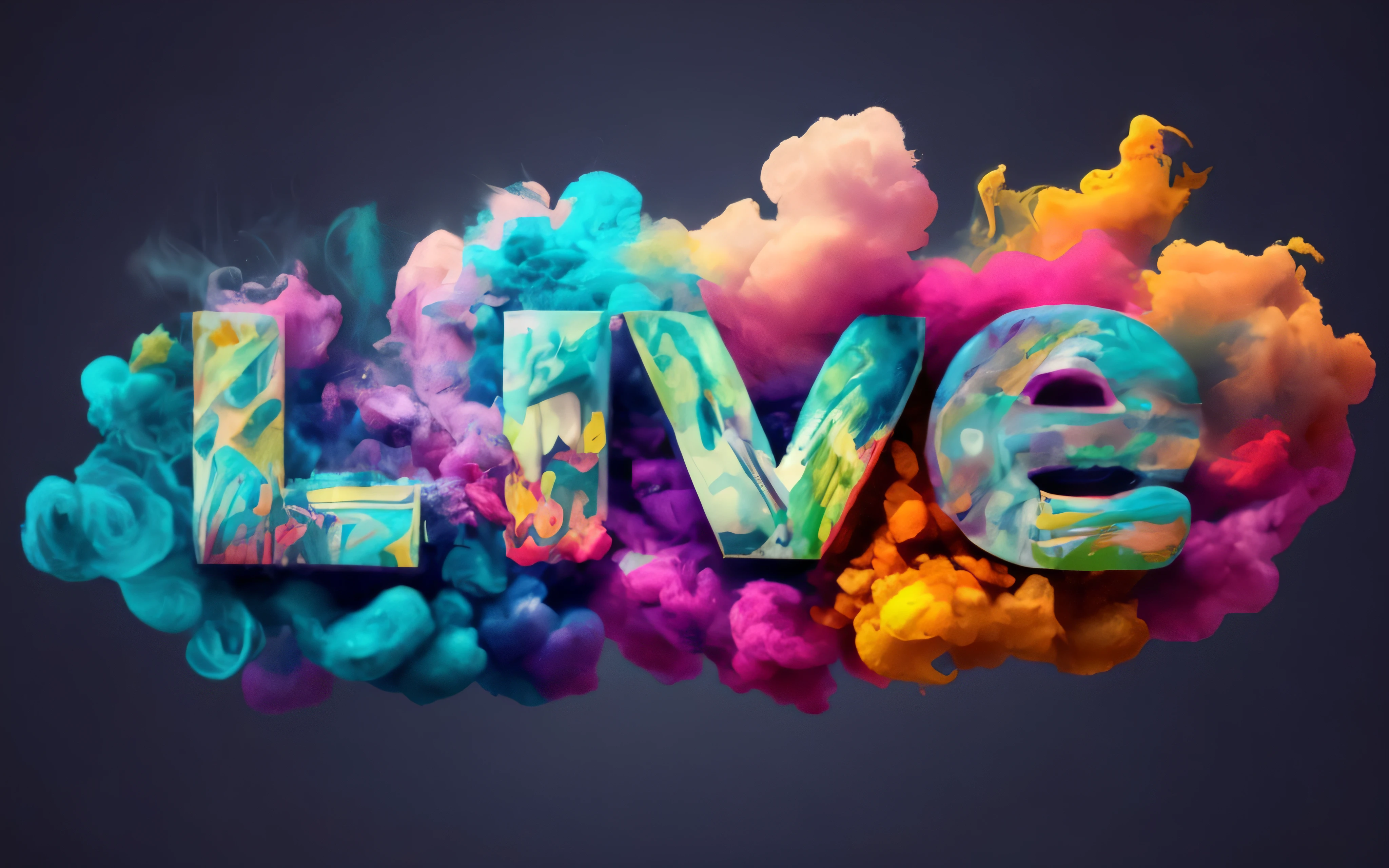 a colorful smoke text that reads live with a dark background, cores vivas, cores vivas, Symbols of living, philosophical splashes of colors, Imagens ao vivo, colorful explosion, cores vivas, Videoclipe do Festival 3HR ao vivo, explosion of colors, vivid and vibrant colors, livestream, an explosion of colors, vivid and colorful, colorful explosion, colorido 4k