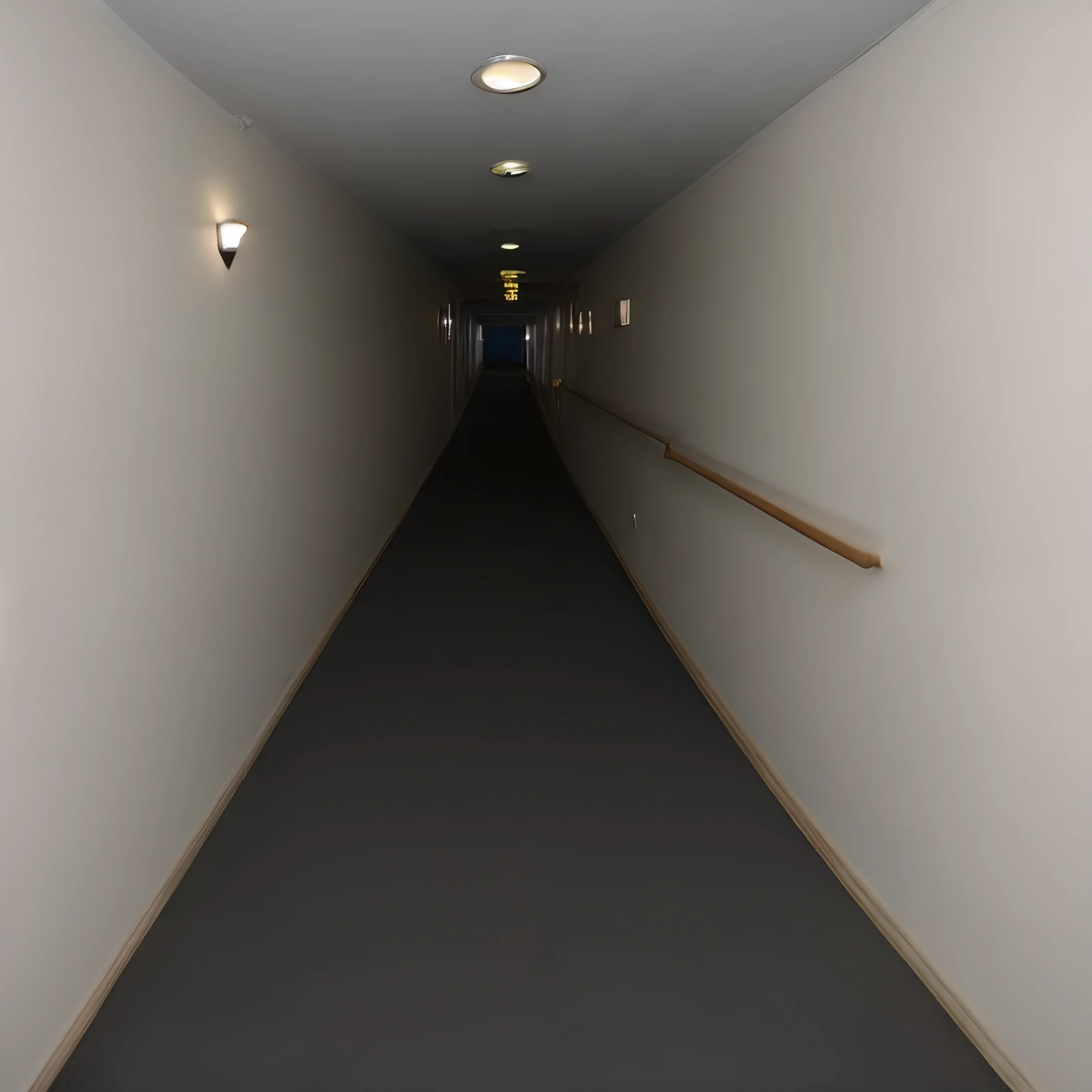 Endless dark hallway