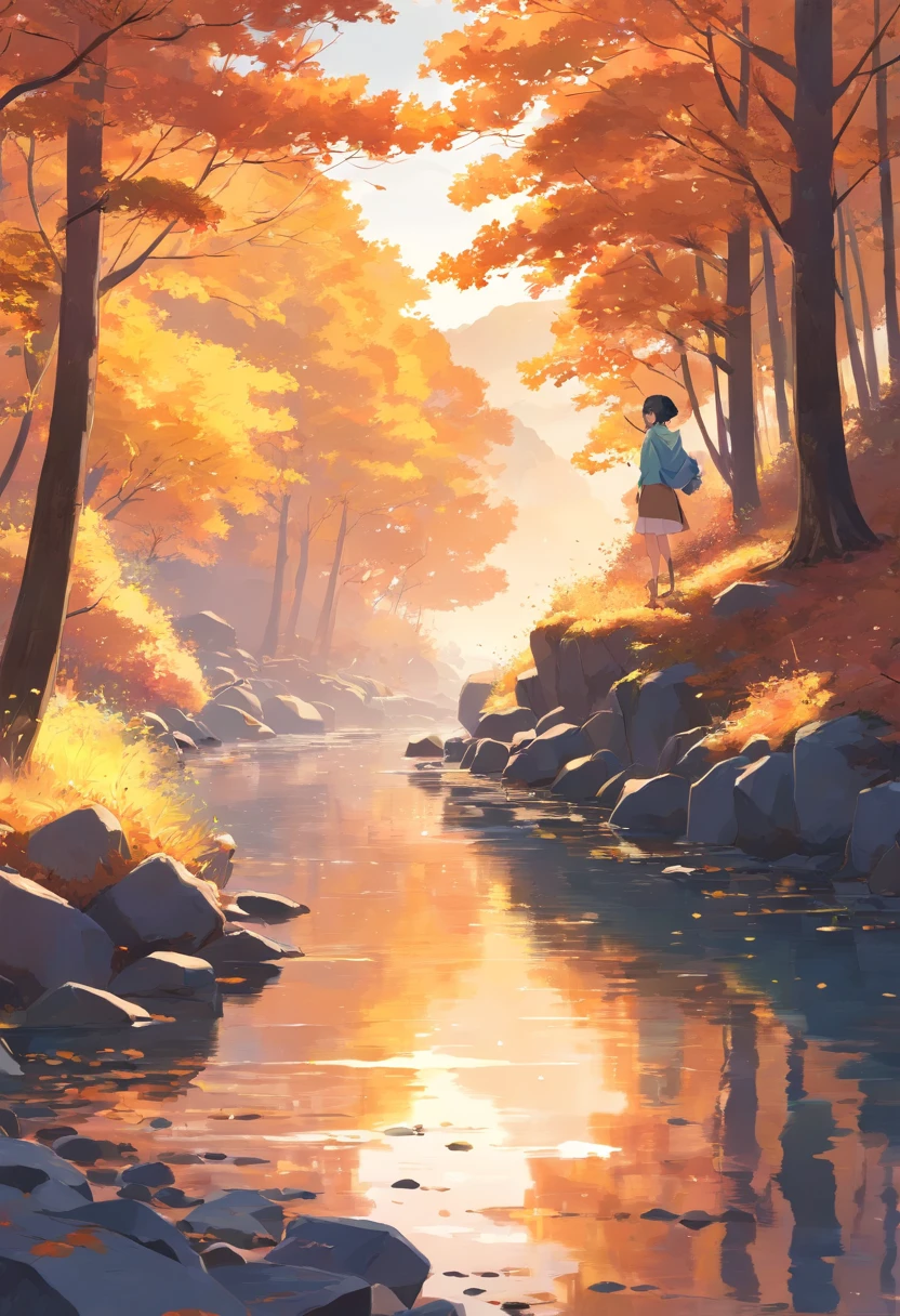 autumnal，eventide，riverbank，Scenic beauty