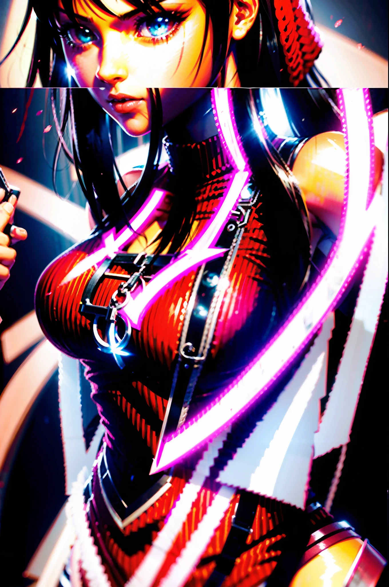 Anime girl in red sweater holding a key in her hand, Retrato de Tifa Lockhart, Fanart exquisito altamente detallado, seductor retrato de Tifa Lockhart, Retrato de Tifa Lockhart, Tifa Lockhart, faye valentine, Tohsaka also., Tifa, Fanart de alta calidad, Tifa Lockheart, Artgerm extremadamente detallado, fanart detallado, protagonista femenina 👀 :8