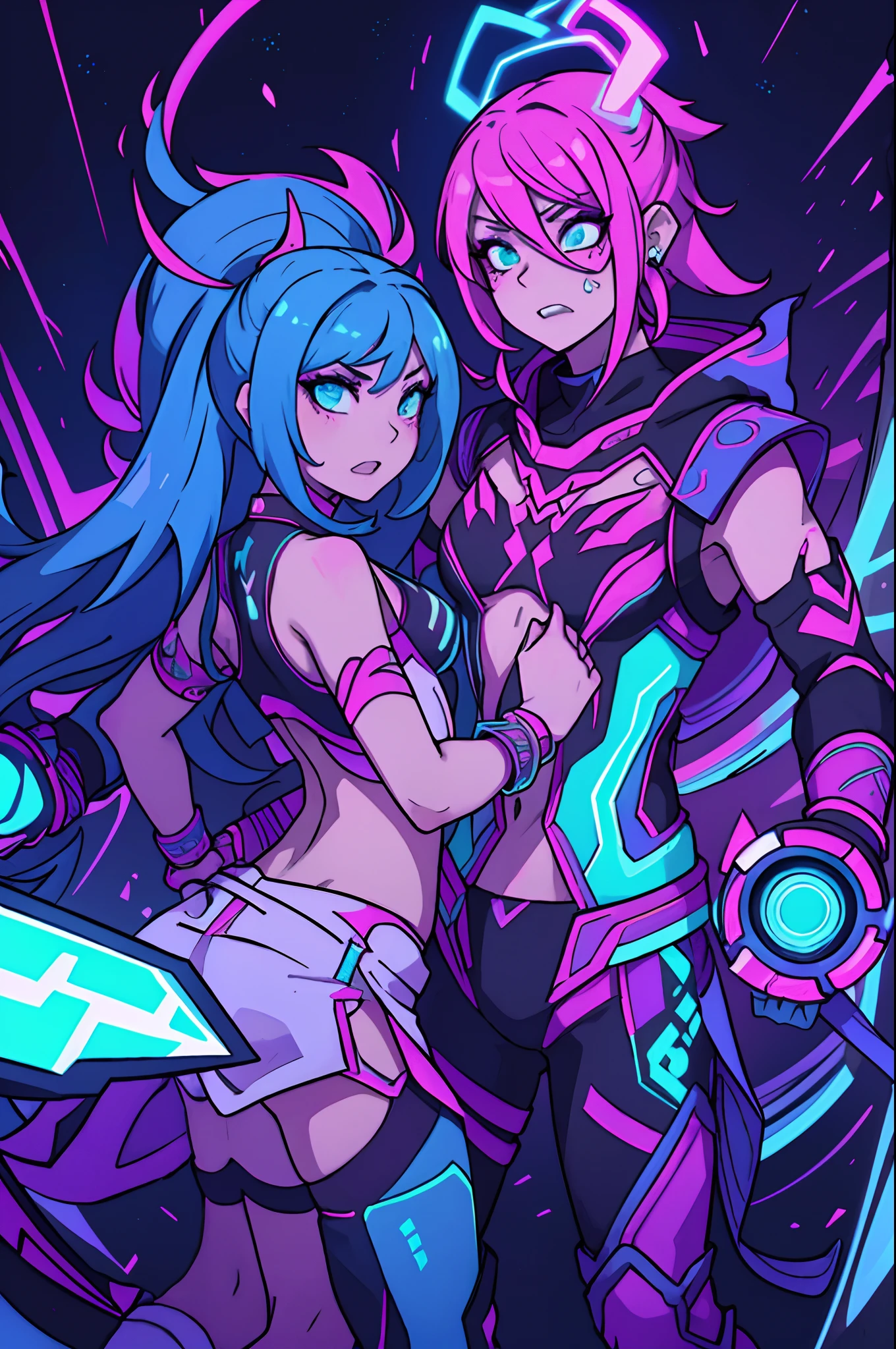 uneathly sureal lesbians dance crew flashy stylish badass wearing sureal trippy neon psy trance uv led lit back lighting rave dancing rave extreme crazy wild hardstyle