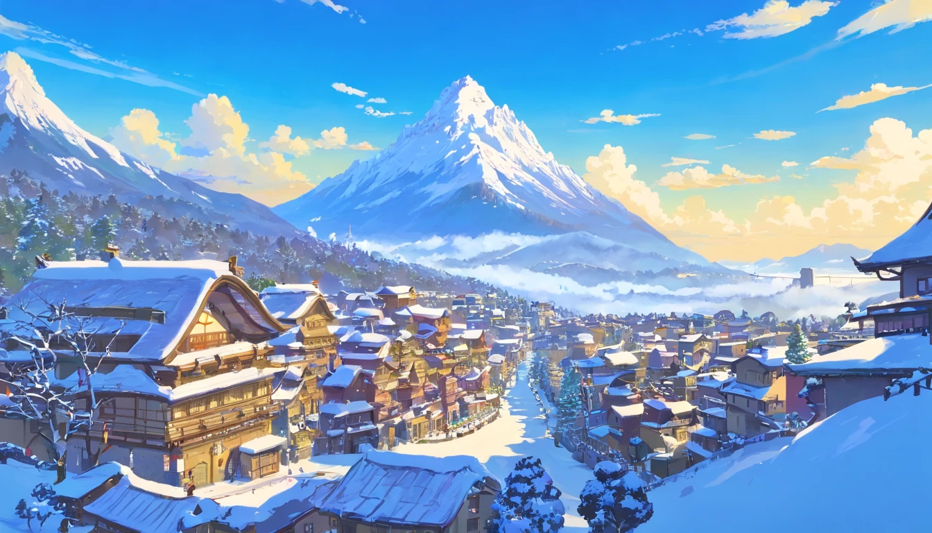 (((masutepiece))),Best Quality, snow mountains, Scenery, skyporn, Outdoors,families