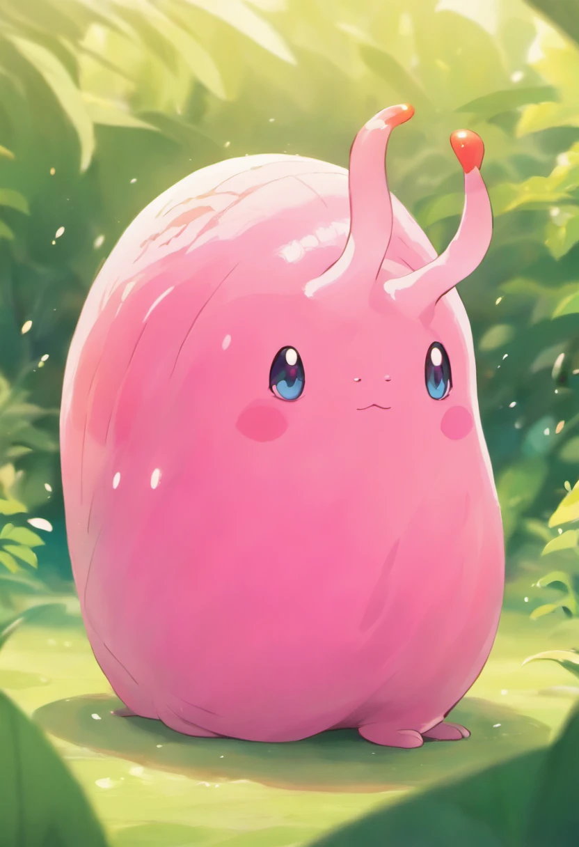 best quality, high definition, masterpiece, absurdres, portrait, detailed background, animal focus, solo, drawing of a pink slug, no humans,