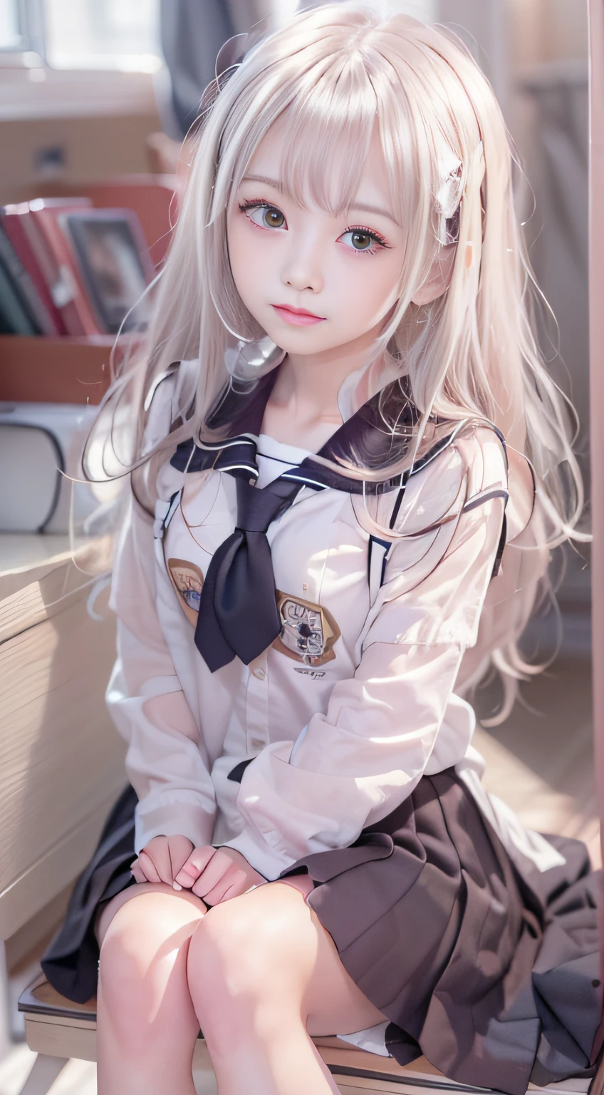 Sister type girls，Portable Wallpapers,Super beautiful photo，Red Eyes，FULL ANATOMY,Woman like a goddess，Highly detailed background，Realistic，hyperdetailed face，super detailed skin，Detailed beautiful face and eyes，retinas, masutepiece, ccurate, Anatomically correct,Tsurime, Textured skin, Super Detail, high details, High quality, awardwinning, Best Quality, hight resolution, 8K,ultimate beauty girl, BREAK,Close up of girl in dress and shirt, loose coat collar sailor uniform, thin head,magical school student uniform, japanese girl school uniform,, Cute dress, katelynn mini cute style, dressed with long fluent clothes, School uniform, magic school uniform, black and white clothes, Stylish dress, school girl in gothic dress, Black Quick, Elegant clothes,((small tits:1.7,Thin leg,skinny thigh:1.4)),slim figure,extremely detailed eye and face、beatiful detailed eyes,Tsurime,Beautiful skins,The brilliance of details、The skirt is ironed、No wrinkles，((smooth hair，detailed hairs，Very fine hairs))，(Knee-length skirt:1.7),1girl in,Thin leg,Beautiful legs,独奏,Wearing underwear,Smaller face,realistic facial expression,(Face to feel:1.6),Enchanted,Raw photo of pale skin,Shyness,Longing for love,((Cool color makeup，Lowered eyebrows、Whitening effect，thin and thin eyebrows，((Ephemeral Girl，A look tinged with joy))，Very soft lighting，Eight-headed body，light glow，Expro II，Lens Flare，Sharpen，cinematic shadow,Changing the time zone when shooting.，School route and my room，Kantai Collection Style，Junior Idol