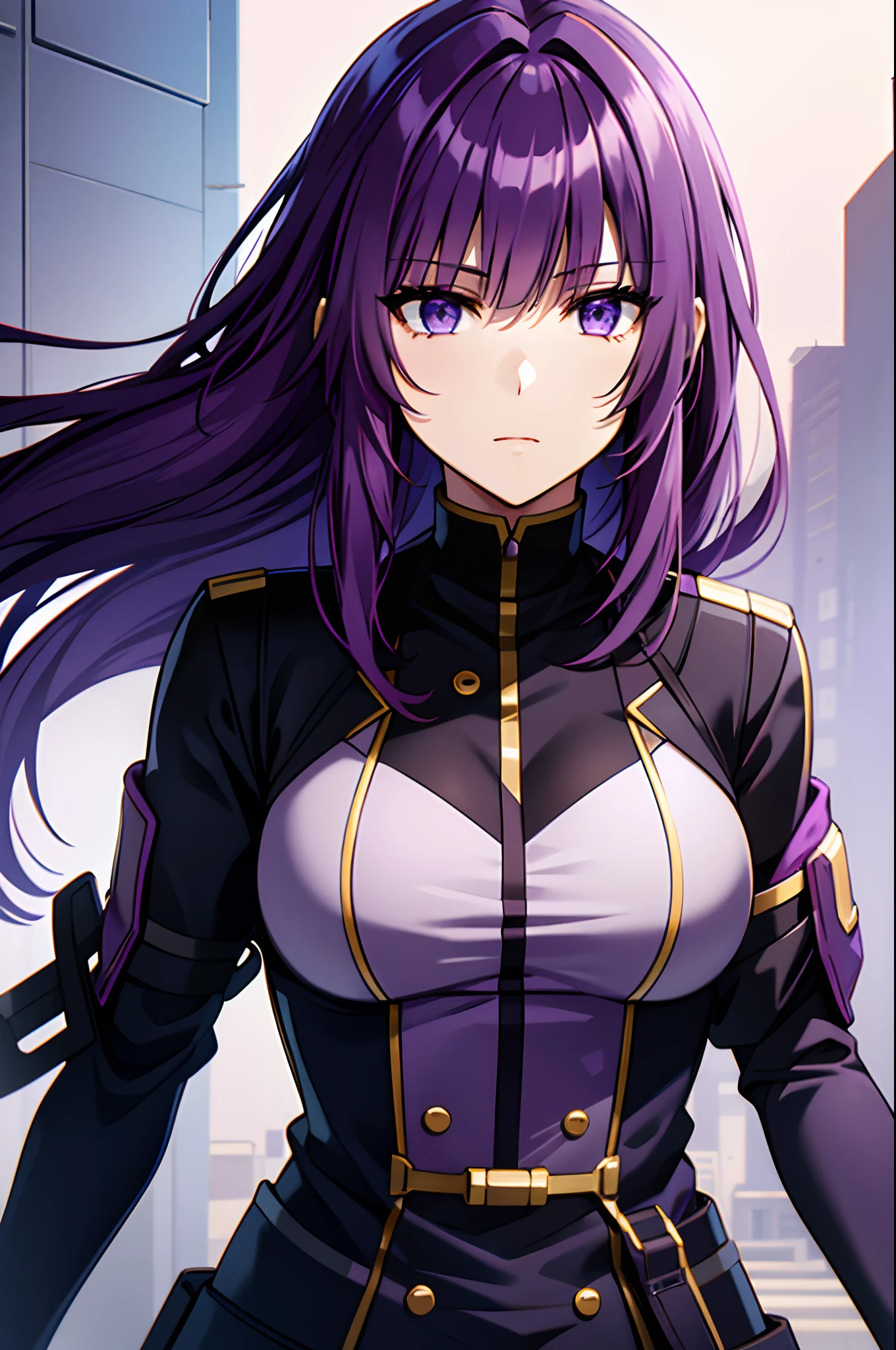 purple hair,purple eyes,1girl