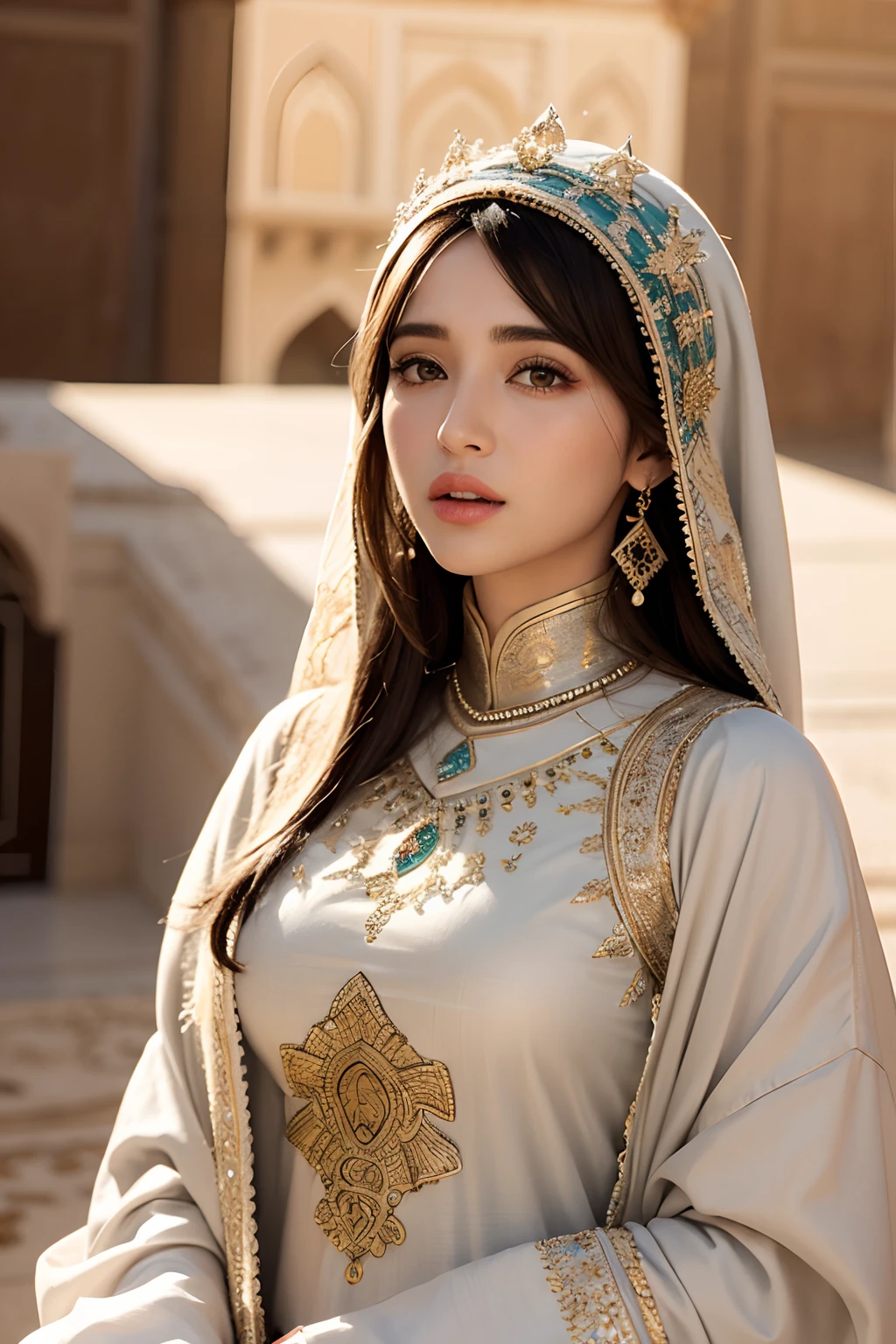 Islamic caftan marocain hyper realistic super detailed Dynamic shot master piece scene sharp détails