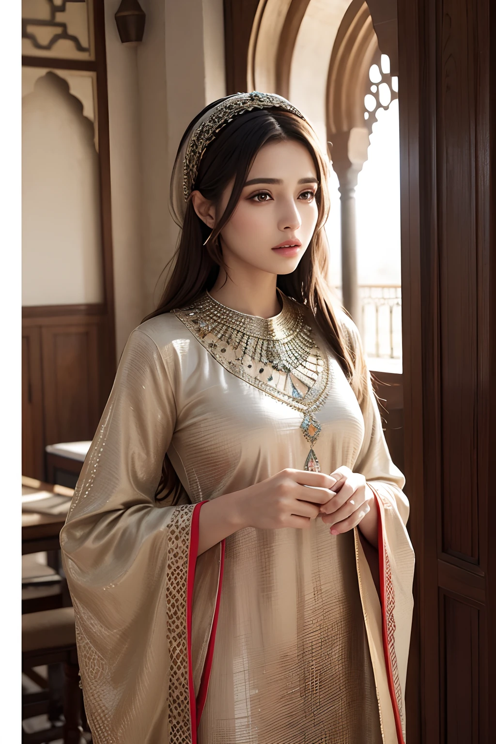 Caftan Moroccan Islamic Hyper Realistic Super Detailed Dynamic Shot Masterpiece Scene Sharp Details