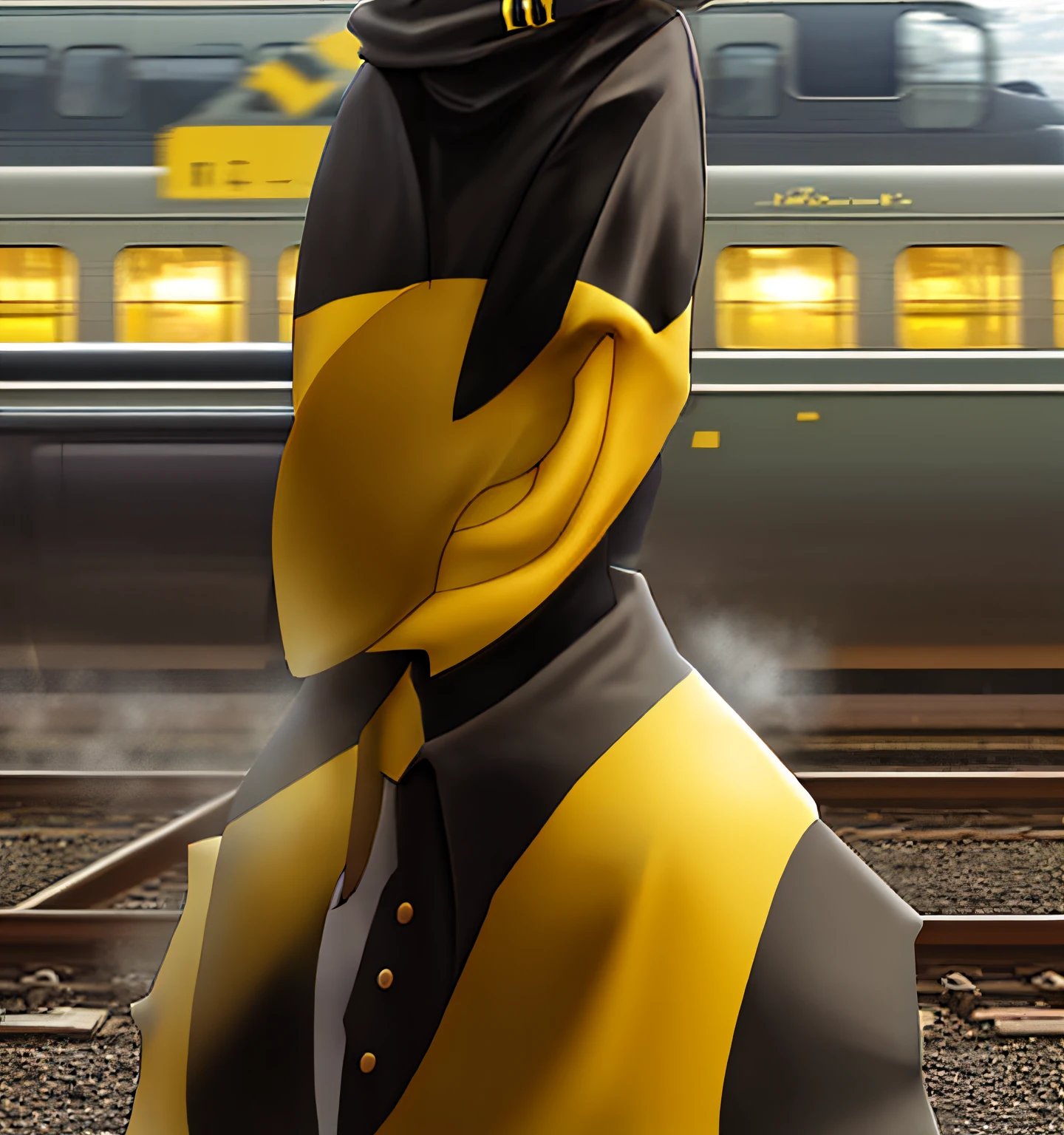 Roupa preta, head yellow color, Scenery Train Station
