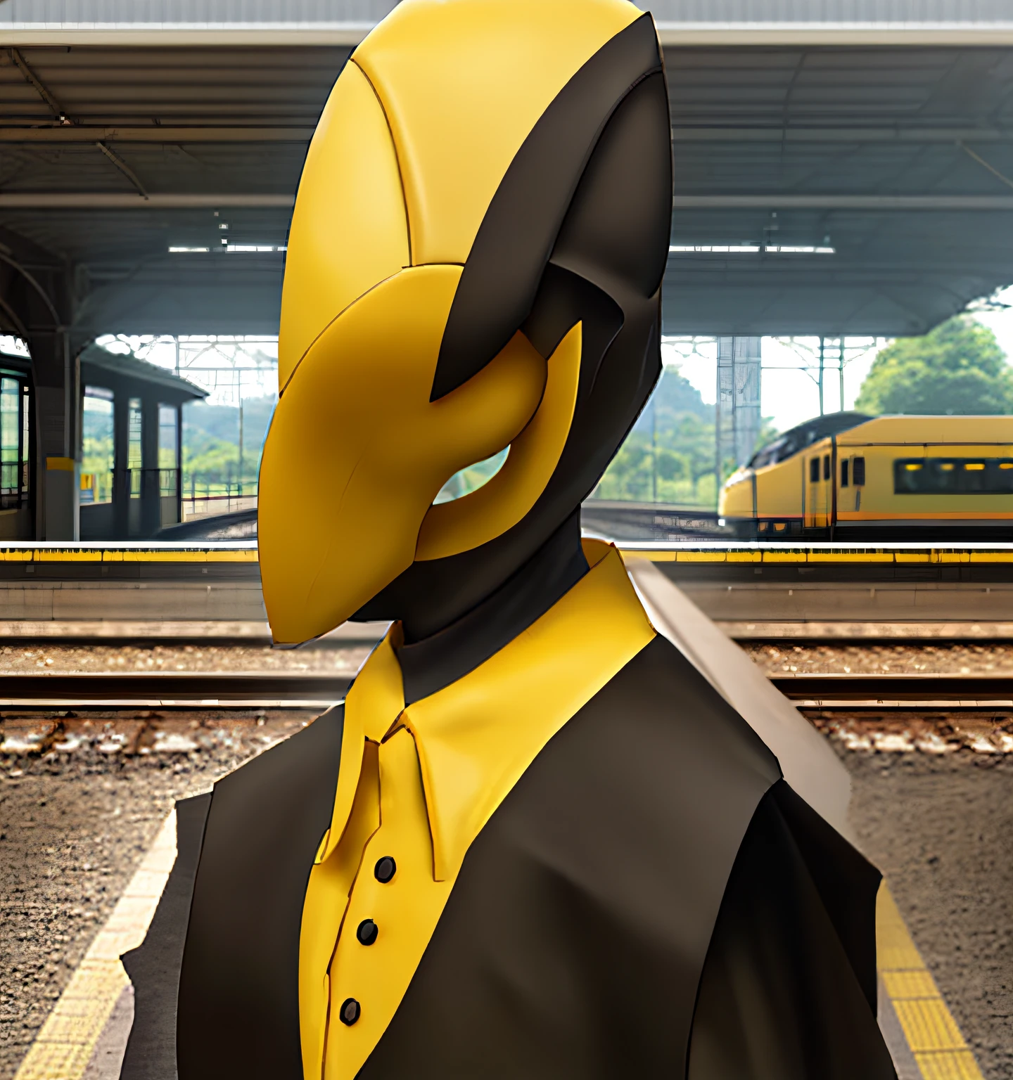 Roupa preta, head yellow color, Scenery Train Station
