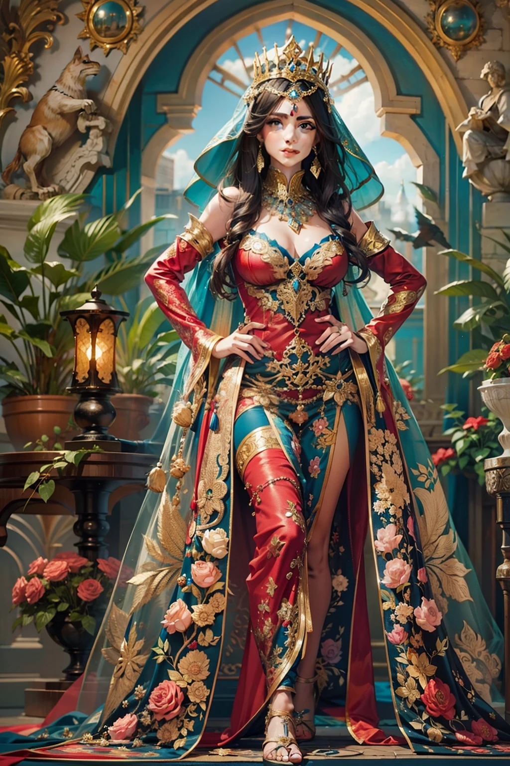 Beautiful woman in crazy intricate Persian princess costume