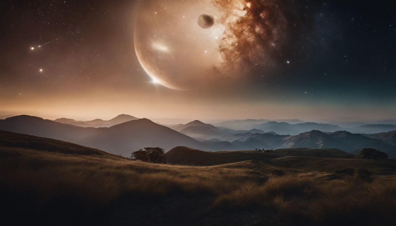 Create another dimension with stars, Milky Way and planets