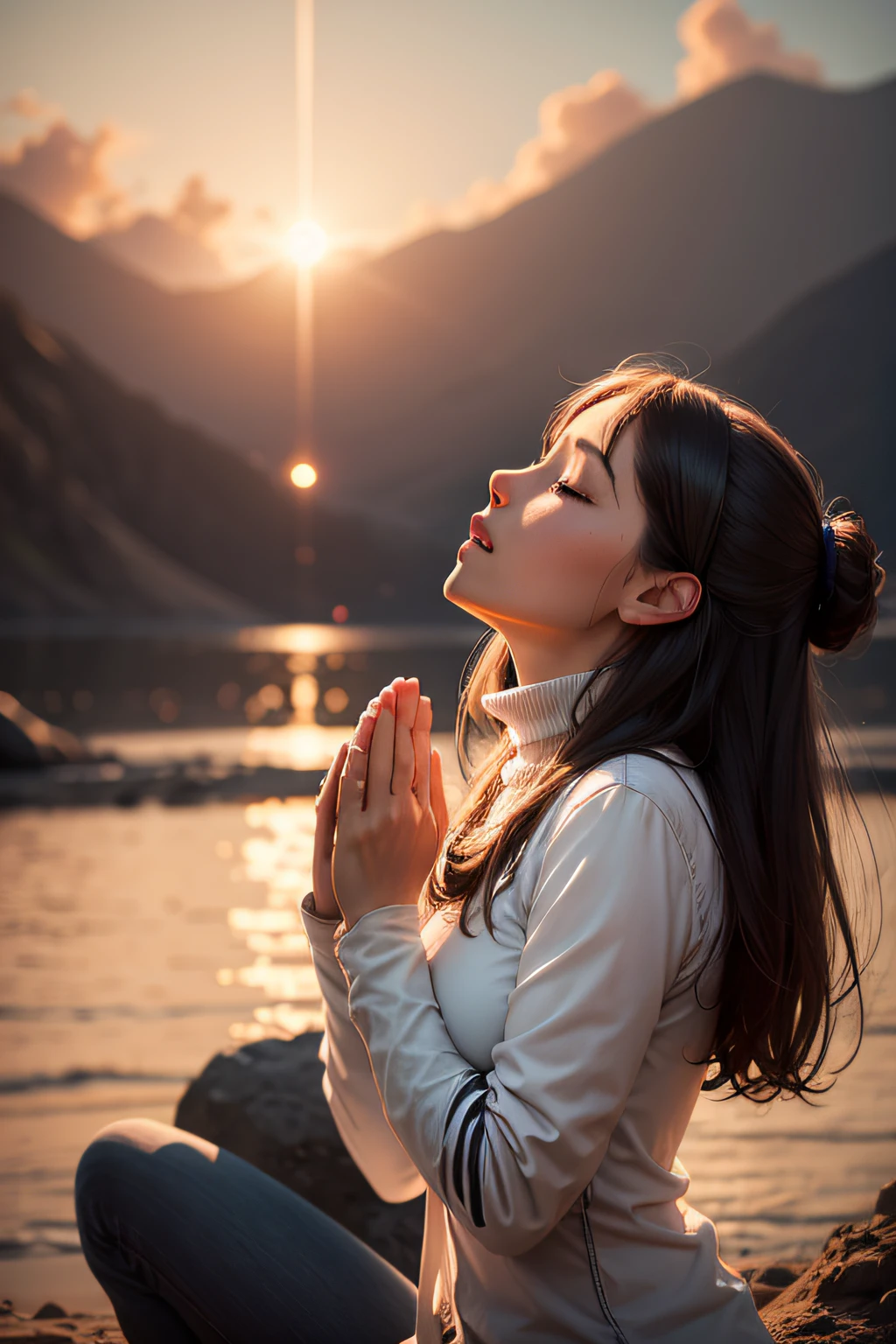 woman praying to heaven