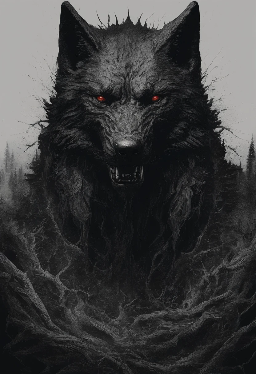 werewolf gigantic black humanoid wolf.