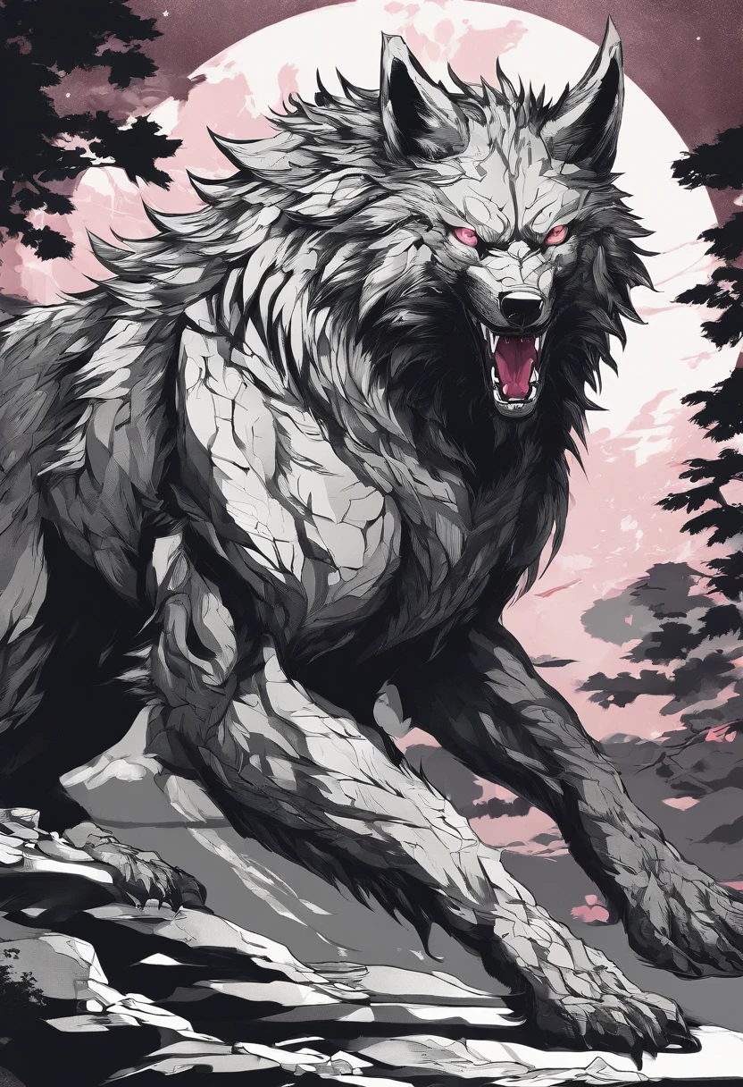 werewolf gigantic black humanoid wolf.