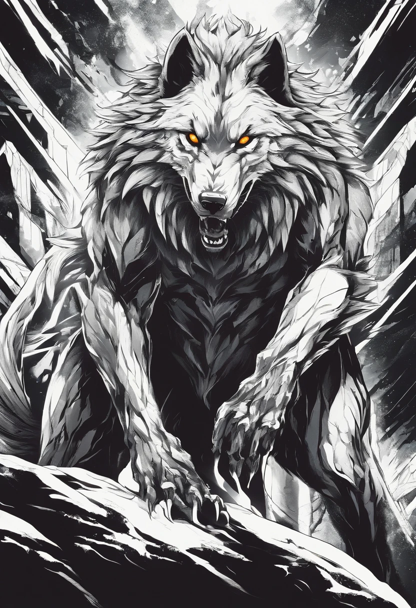 werewolf gigantic black humanoid wolf.