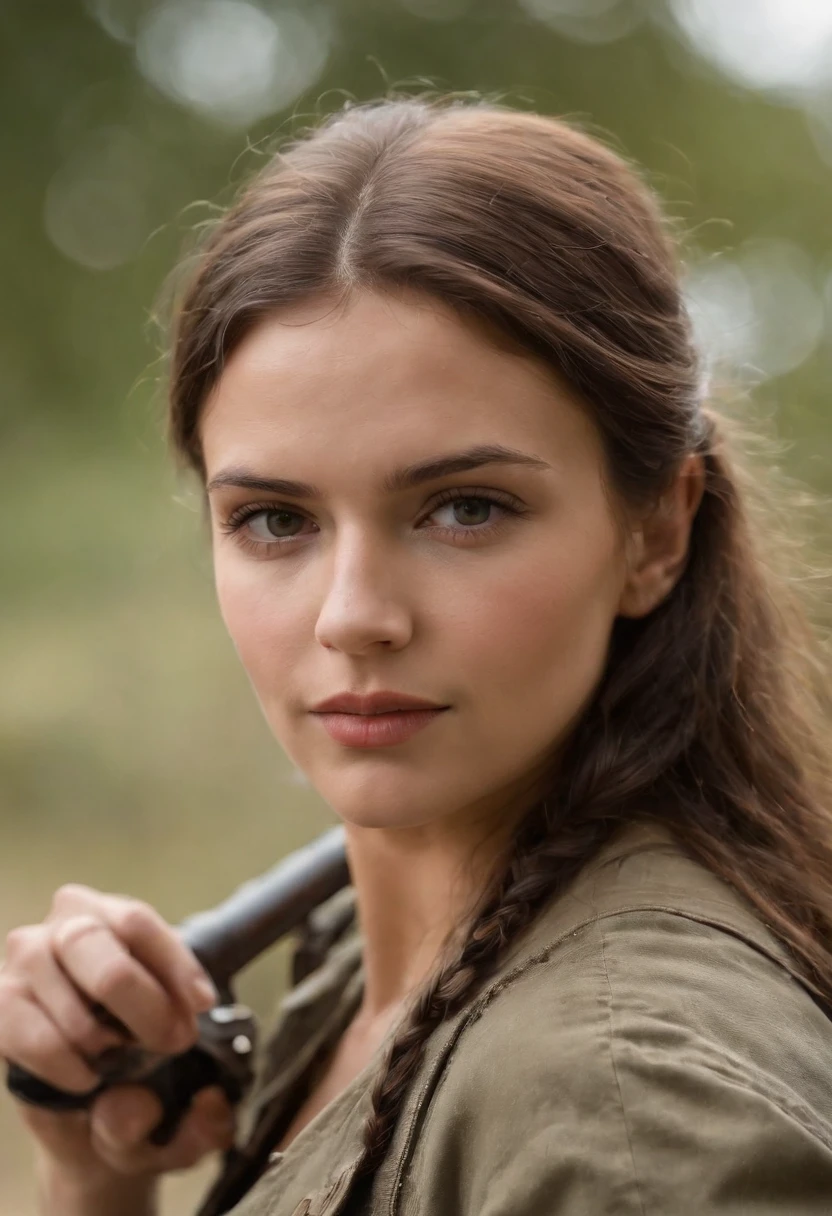 Mujer hermosa sexi cuepo completo vestida de soldado de la segunda guerra munduan con rifle de francotirador un puro en su boca super detallado alta resolucion mejor calidad