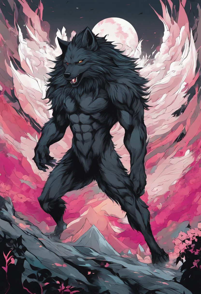 werewolf gigantic black humanoid wolf.