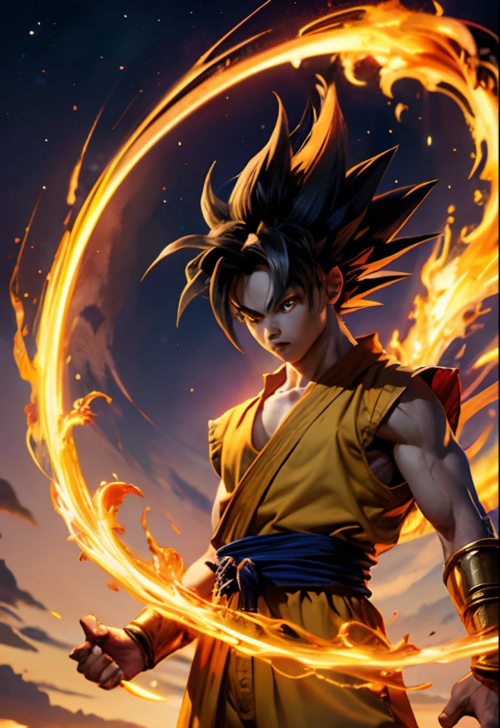 Goku shenlong (obra-prima, qualidade superior, melhor qualidade, arte oficial, beautiful and aesthetic: 1.2), (1boy), extremamente detalhado, (arte fractal: 1.3), colorido, mais detalhado