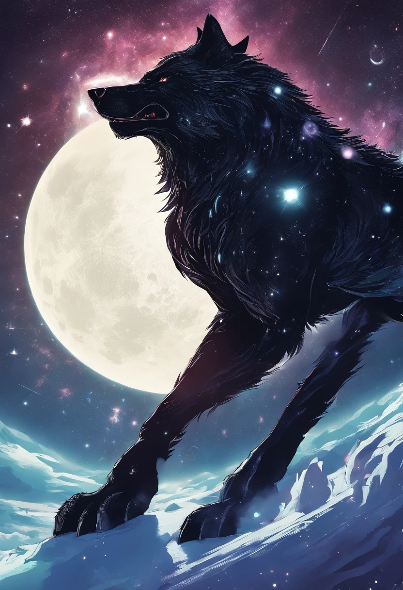 werewolf gigantic black humanoid wolf.