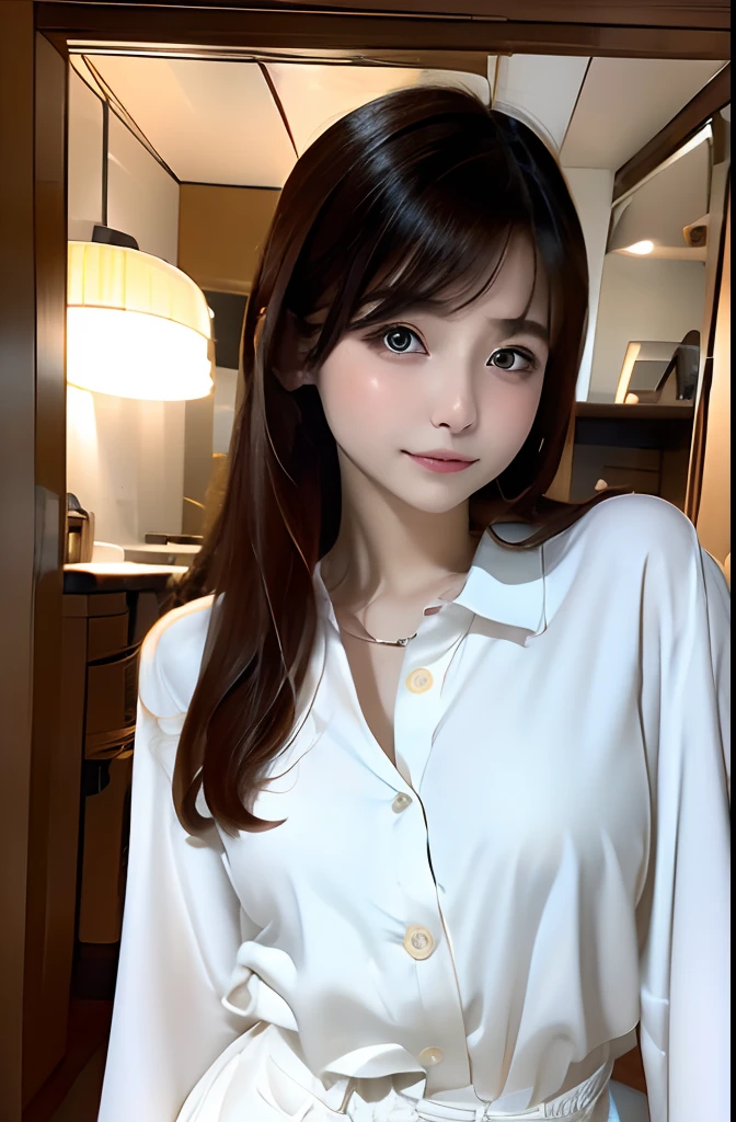 (((top-quality、masuter piece、ultra-detailliert、8k)))、独奏、Kawaii Girl、slightly drooping eyes、Cowboy Shot、white shirt