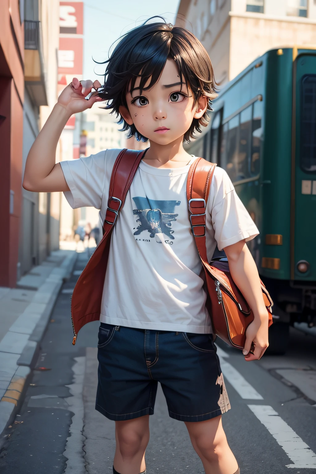 Create an adventurous and realistic Anime Boy The Child